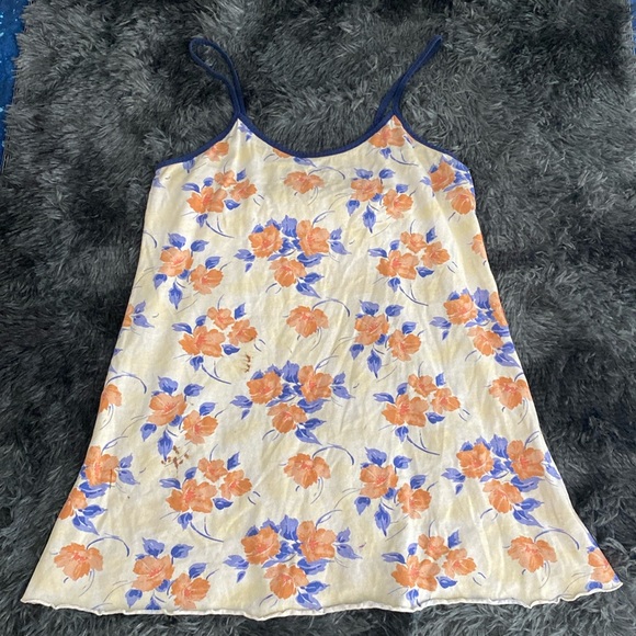 Idees Dresses & Skirts - Yellow and navy floral long tank top?/mini dress?